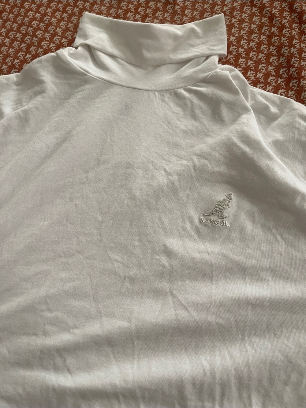 Kangol White Long-Sleeve Turtleneck with Embroidered Logo NWOT